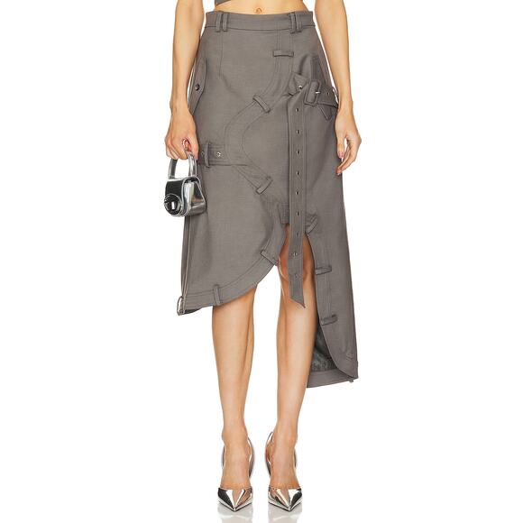 Rokh 'Asymmetric' Gray Belted Skirt Size 6 - Picture 1 of 5
